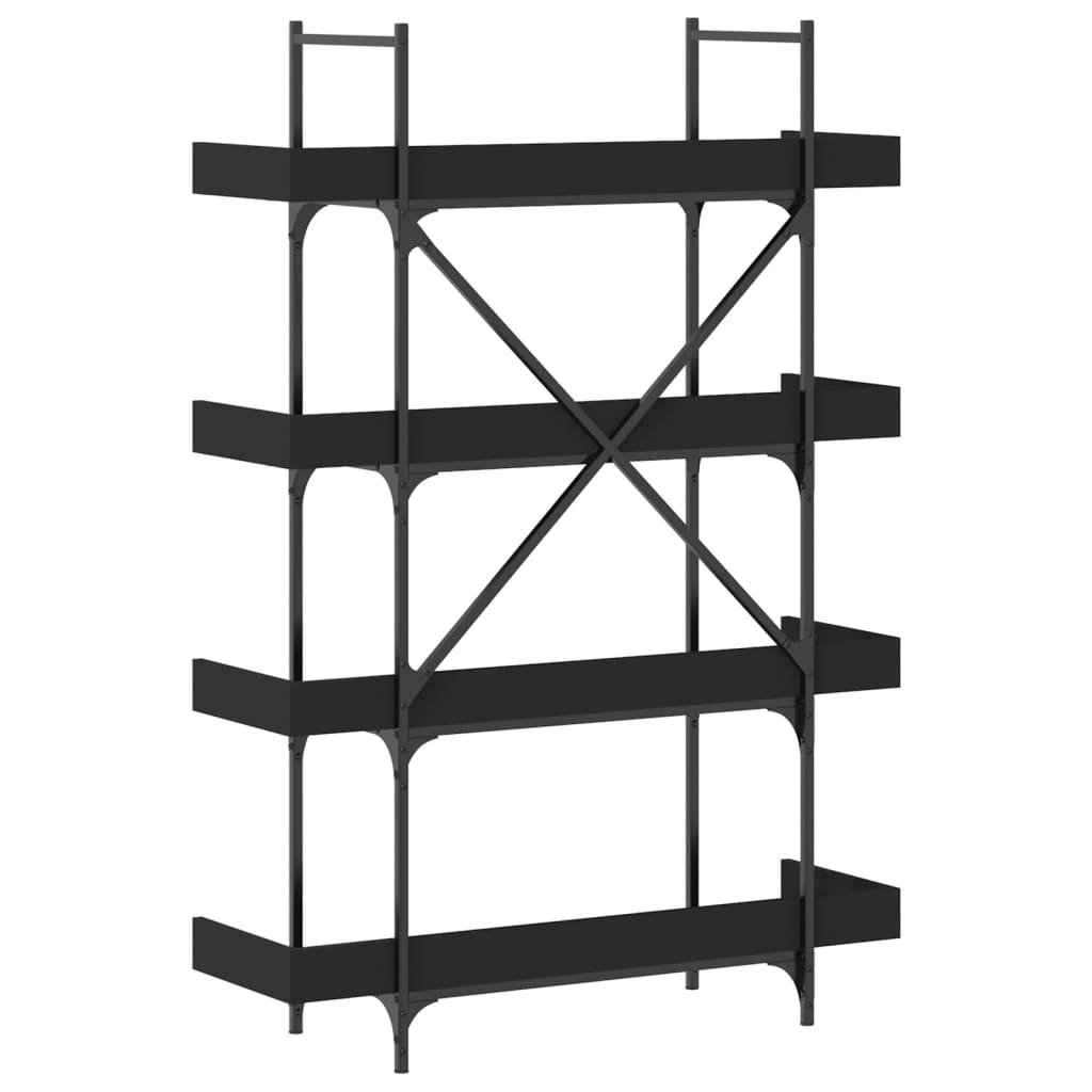 Bookcase 4 Shelves Black 100x33x145.5 cm Wood Material