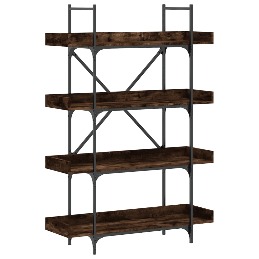 Bookcase 4 shelves smoked oak 100x33x145.5 cm wood material