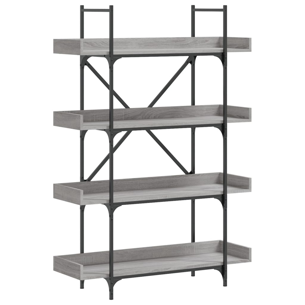 Bookcase 4 Shelves Grey Sonoma 100x33x145,5 cm Wood Material