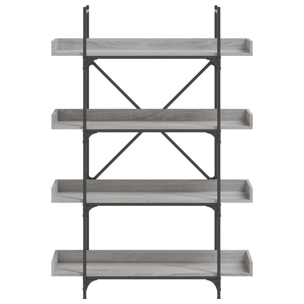 Bookcase 4 Shelves Grey Sonoma 100x33x145,5 cm Wood Material