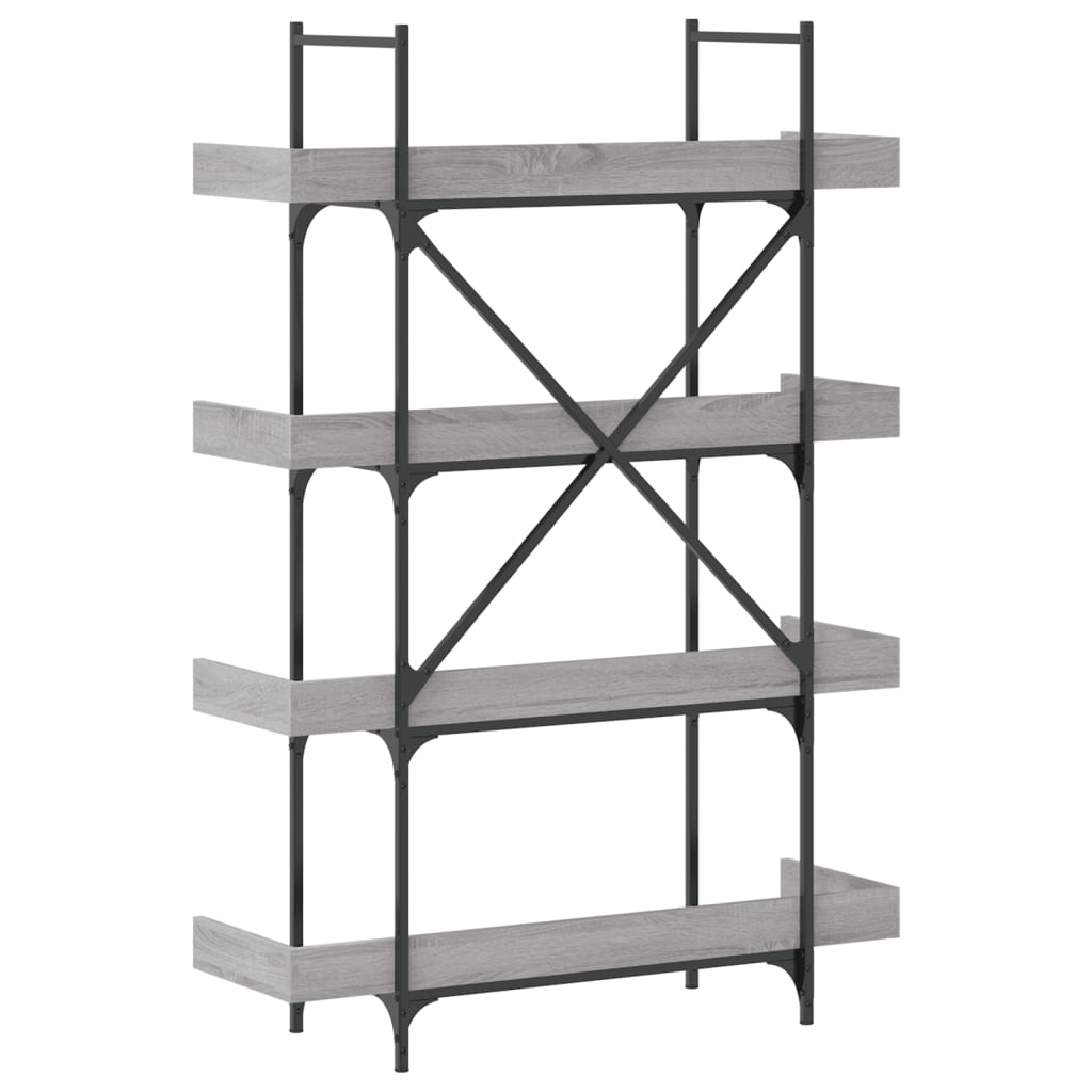 Bookcase 4 Shelves Grey Sonoma 100x33x145,5 cm Wood Material