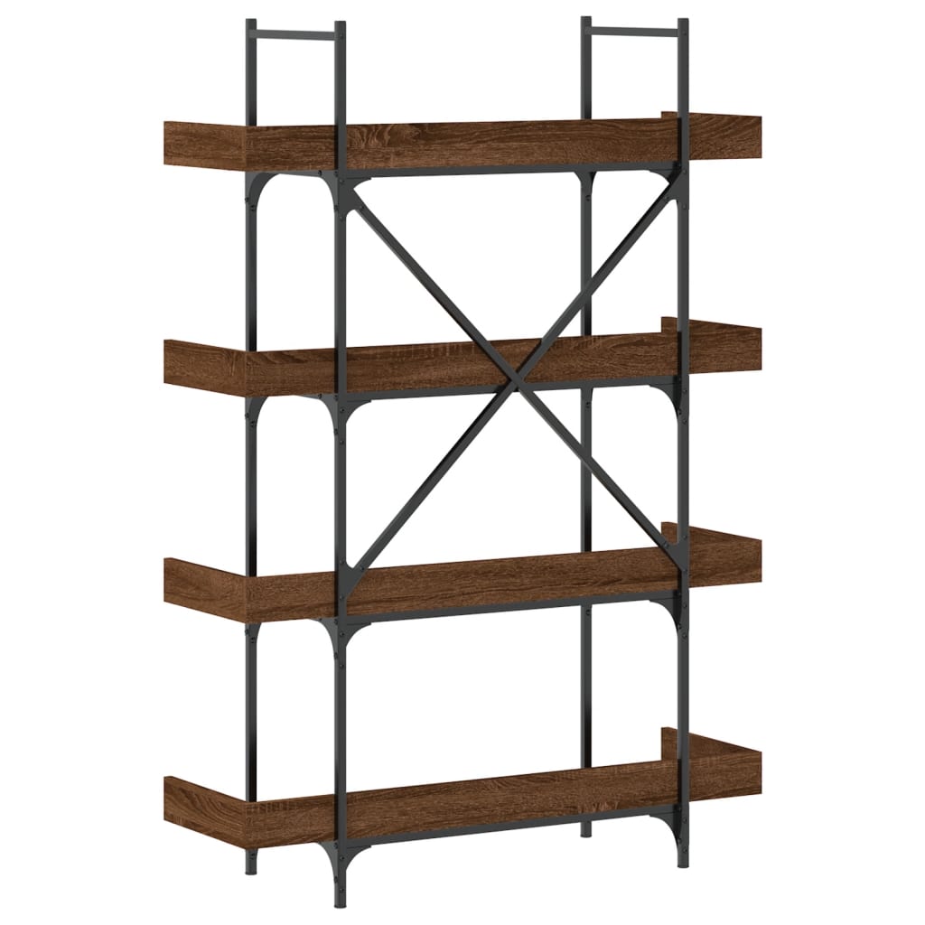 Bookcase 4 Shelves Brown Oak Look 100x33x145.5 cm