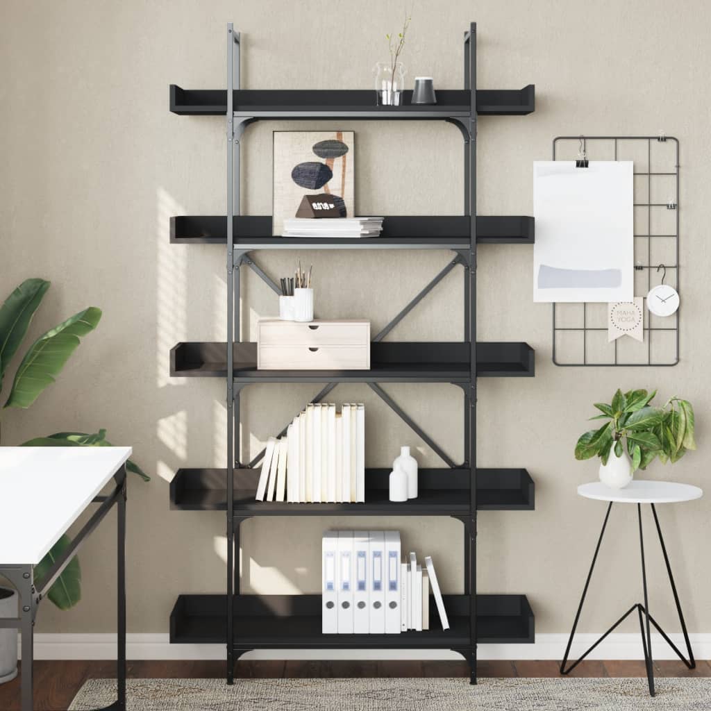 Bookcase 5 Shelves Black 100x33x180.5 cm Wood Material