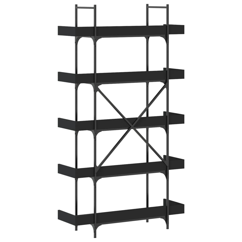 Bookcase 5 Shelves Black 100x33x180.5 cm Wood Material