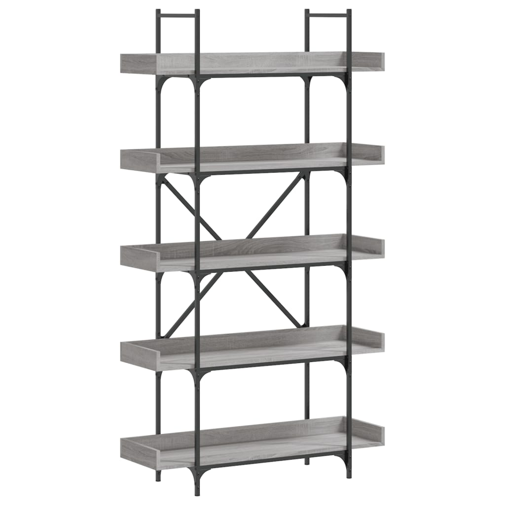 Bookcase 5 Shelves Grey Sonoma 100x33x180,5 cm Wood Material