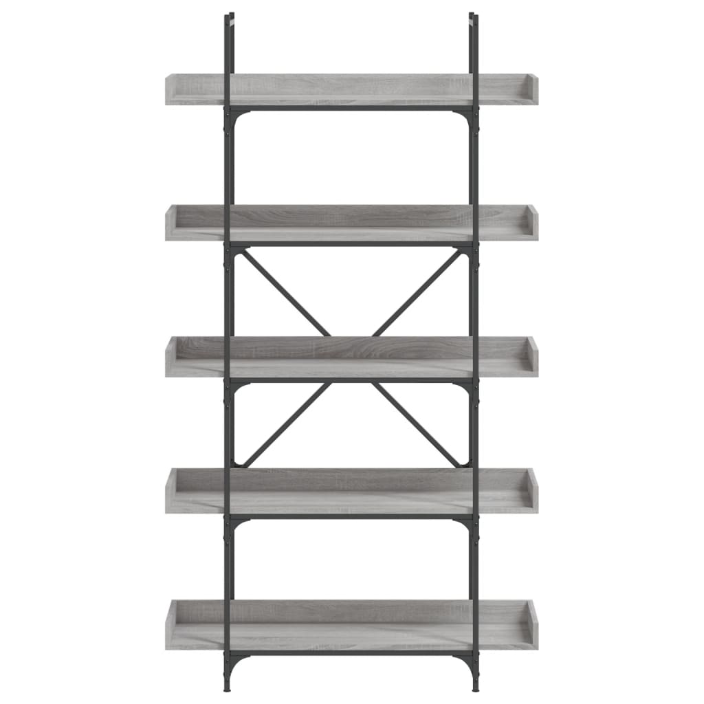 Bookcase 5 Shelves Grey Sonoma 100x33x180,5 cm Wood Material