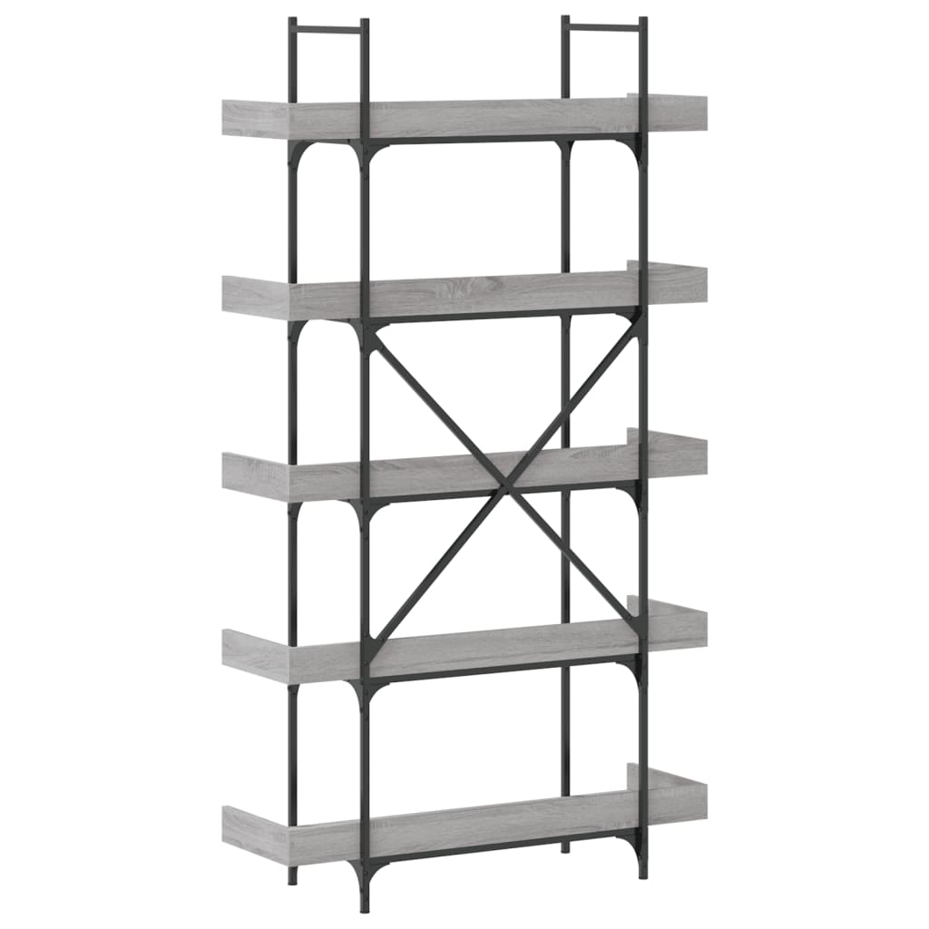 Bookcase 5 Shelves Grey Sonoma 100x33x180,5 cm Wood Material