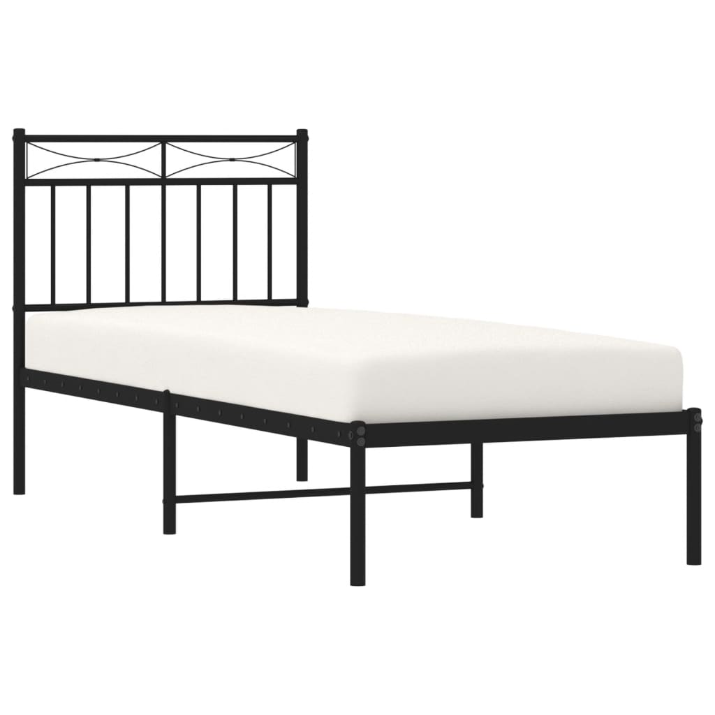 Bed frame with headboard metal black 80x200 cm