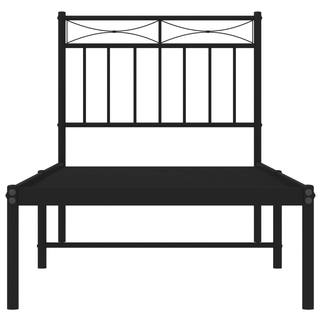 Bed frame with headboard metal black 80x200 cm