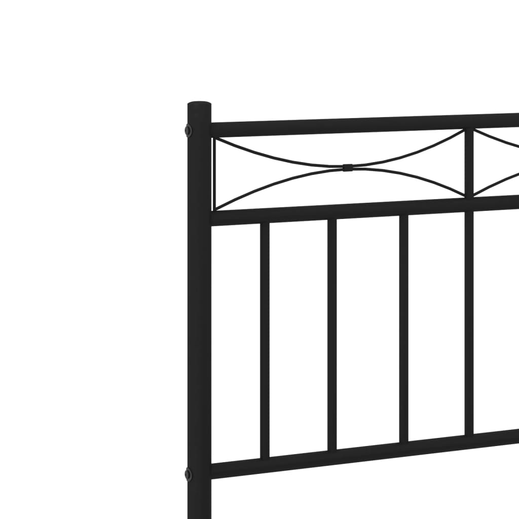 Bed frame with headboard metal black 80x200 cm