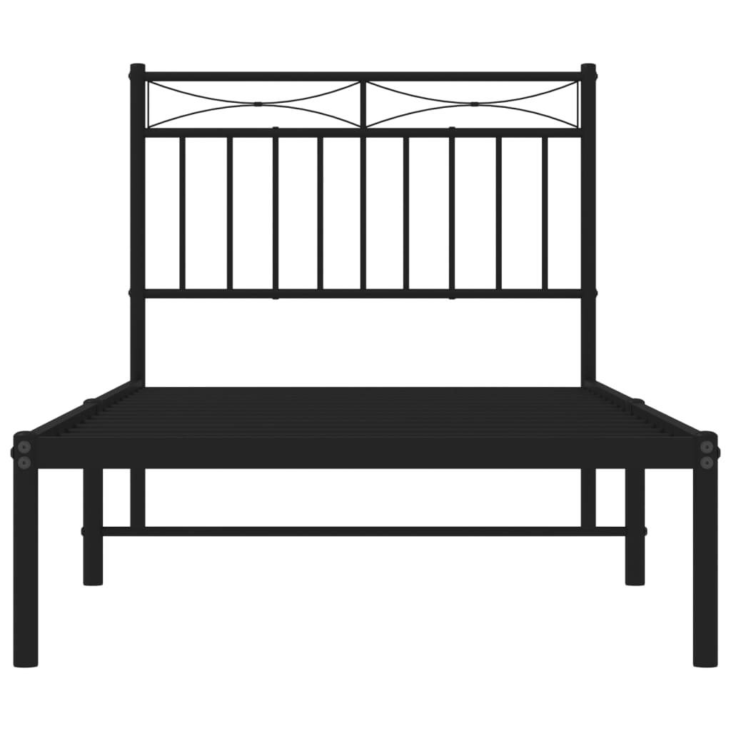 Bed frame with headboard metal black 90x190 cm