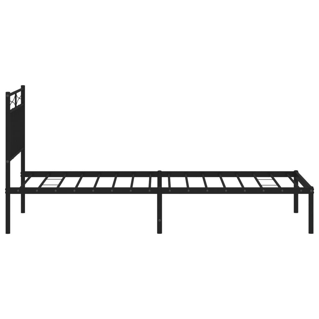 Bed frame with headboard metal black 90x190 cm