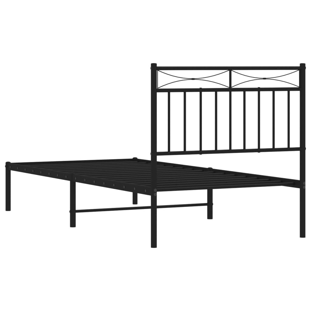 Bed frame with headboard metal black 90x190 cm