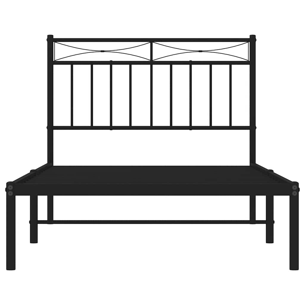 Bed frame with headboard metal black 100x190 cm