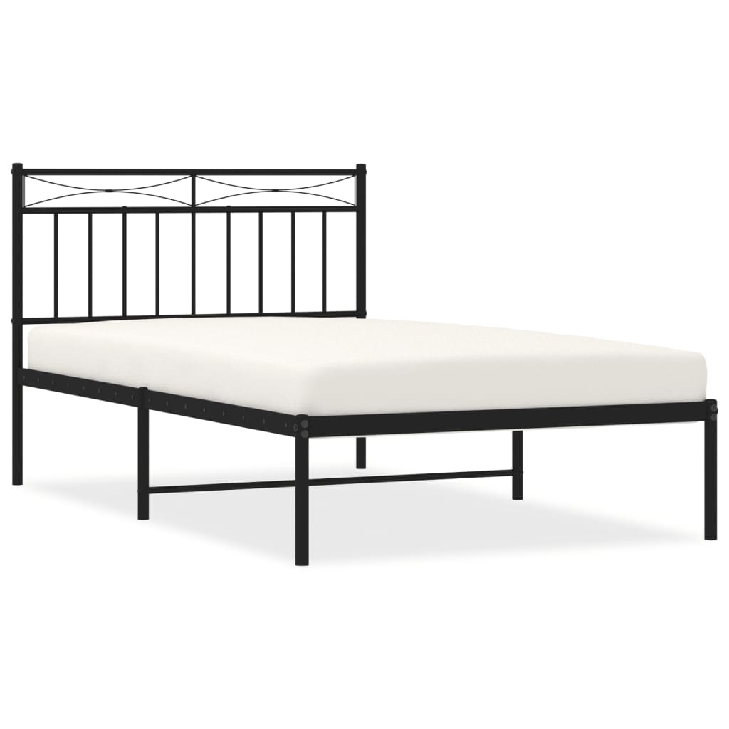 Bed frame with headboard metal black 100x200 cm