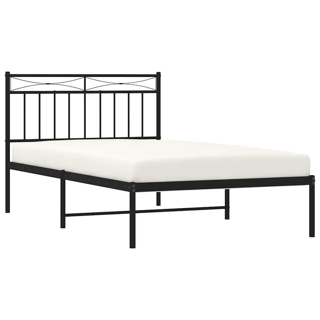 Bed frame with headboard metal black 100x200 cm