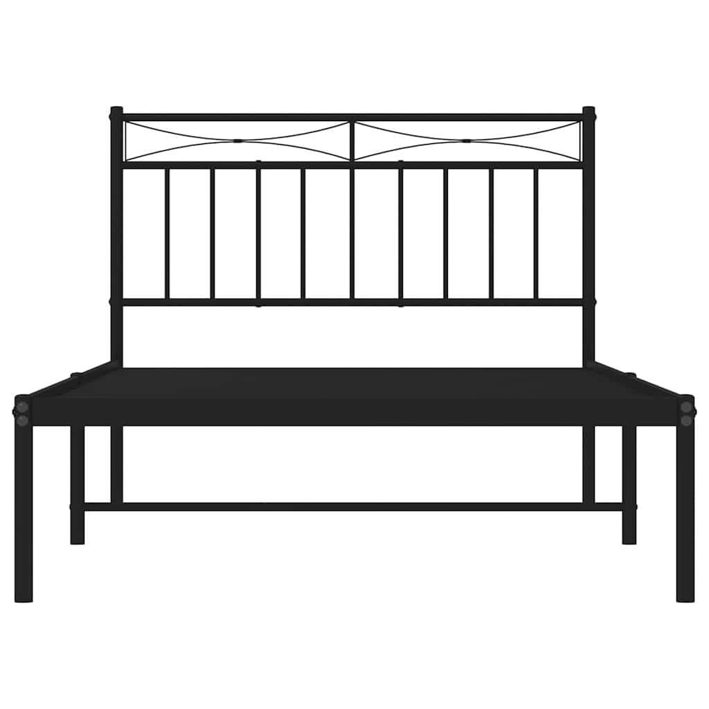 Bed frame with headboard metal black 100x200 cm