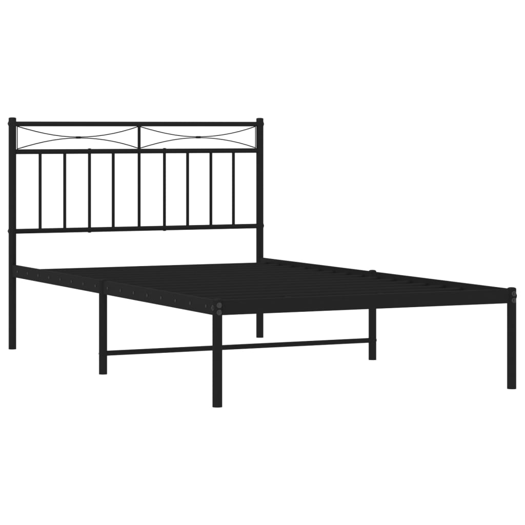 Bed frame with headboard metal black 107x203 cm