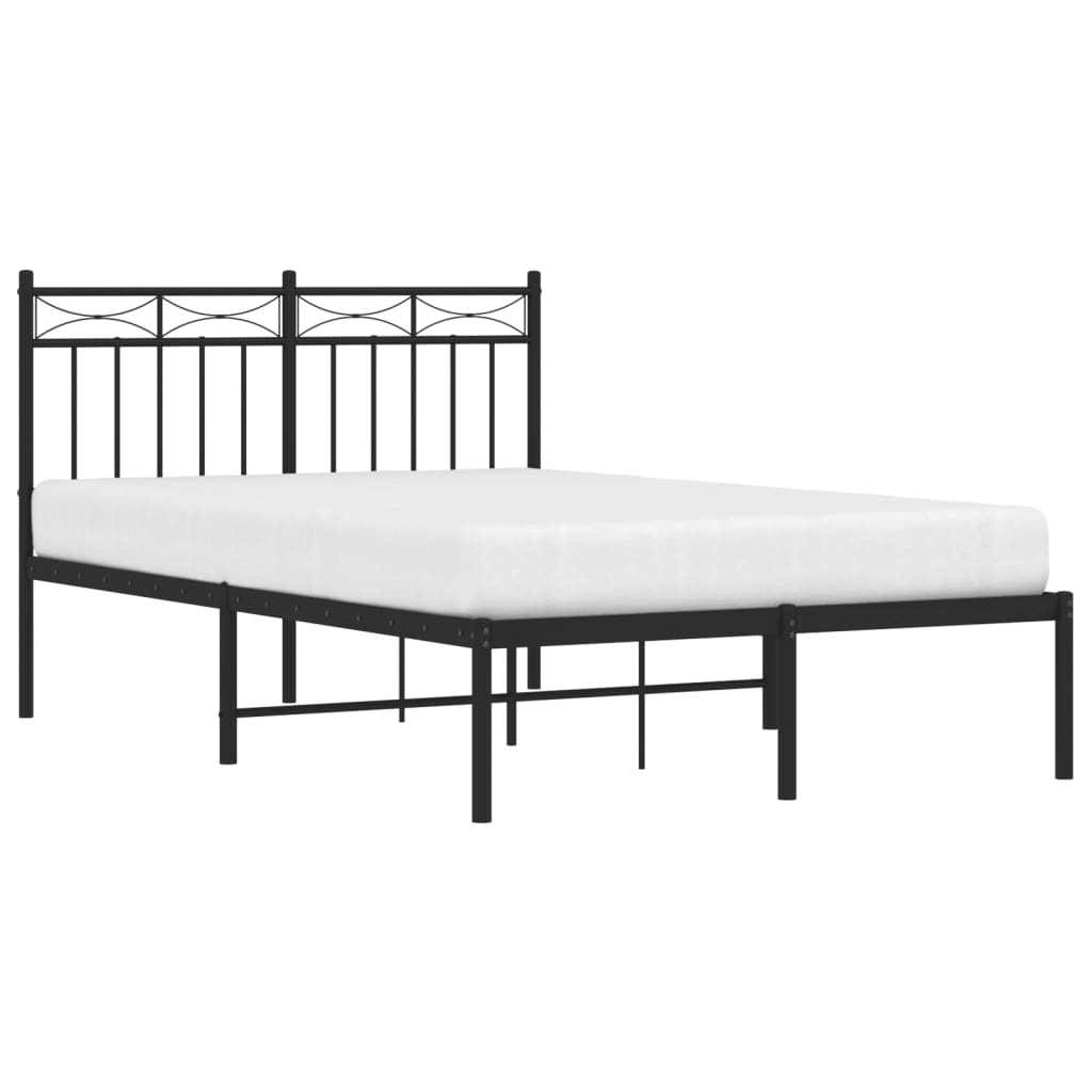 Bed frame with headboard metal black 120x200 cm