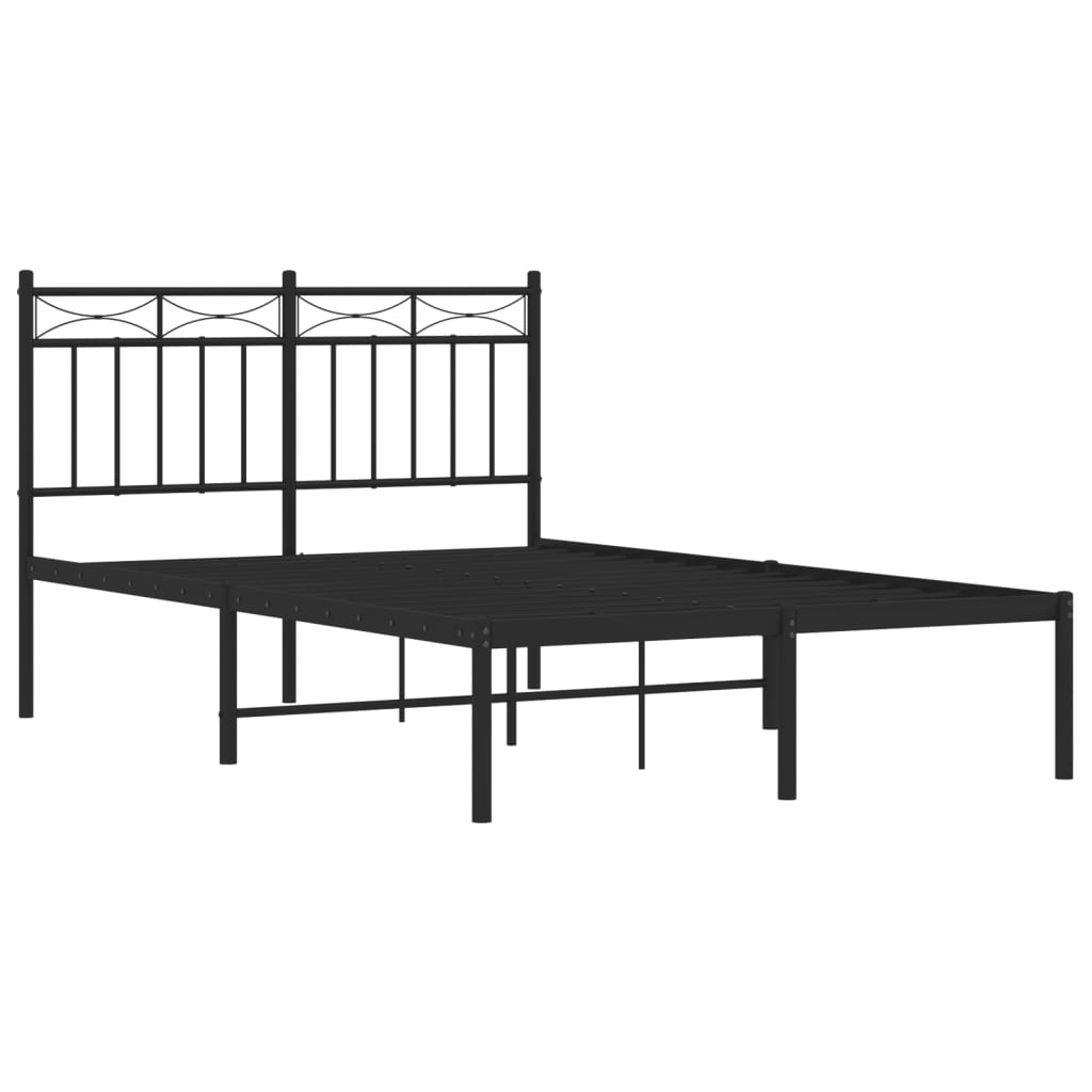 Bed frame with headboard metal black 120x200 cm