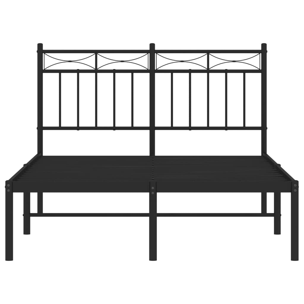 Bed frame with headboard metal black 120x200 cm