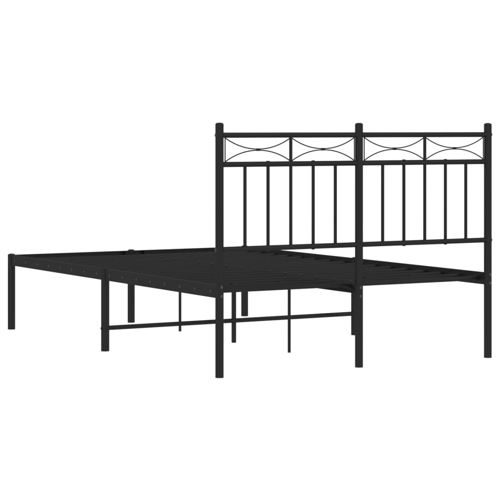 Bed frame with headboard metal black 120x200 cm