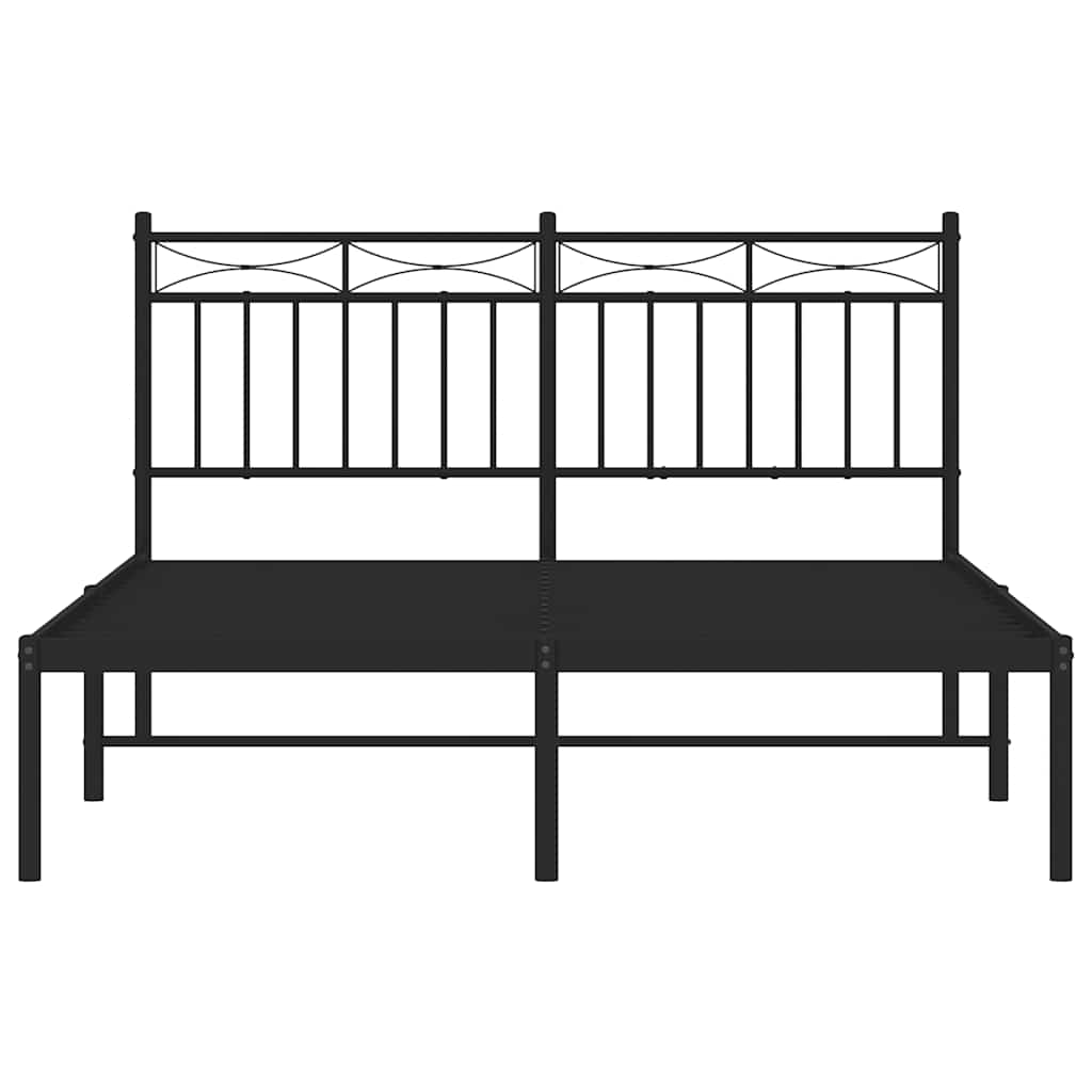 Bed frame with headboard metal black 135x190 cm