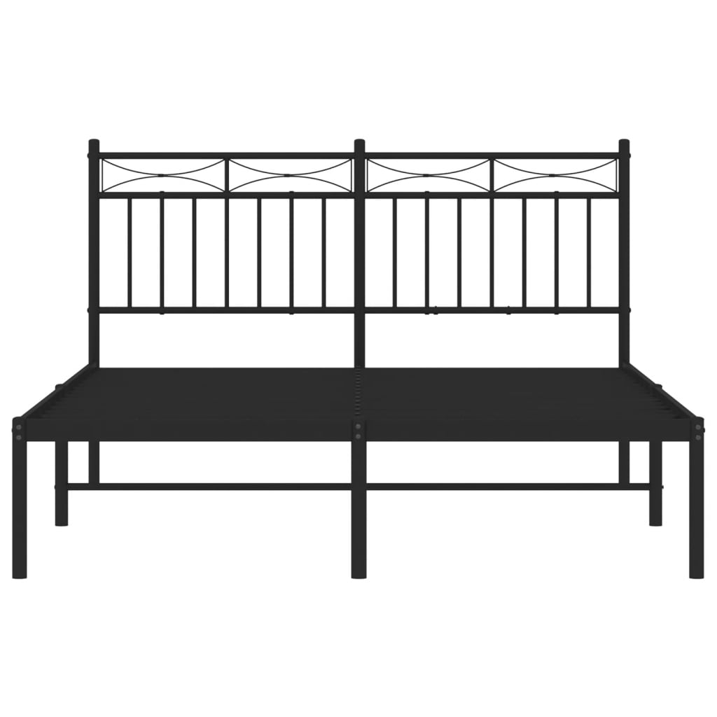 Bed frame with headboard metal black 140x190 cm