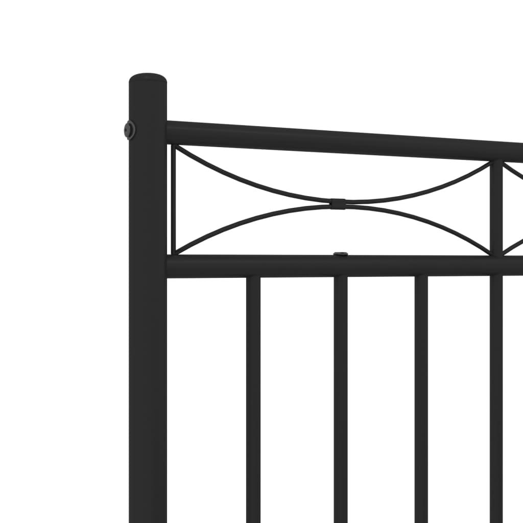 Bed frame with headboard metal black 140x190 cm