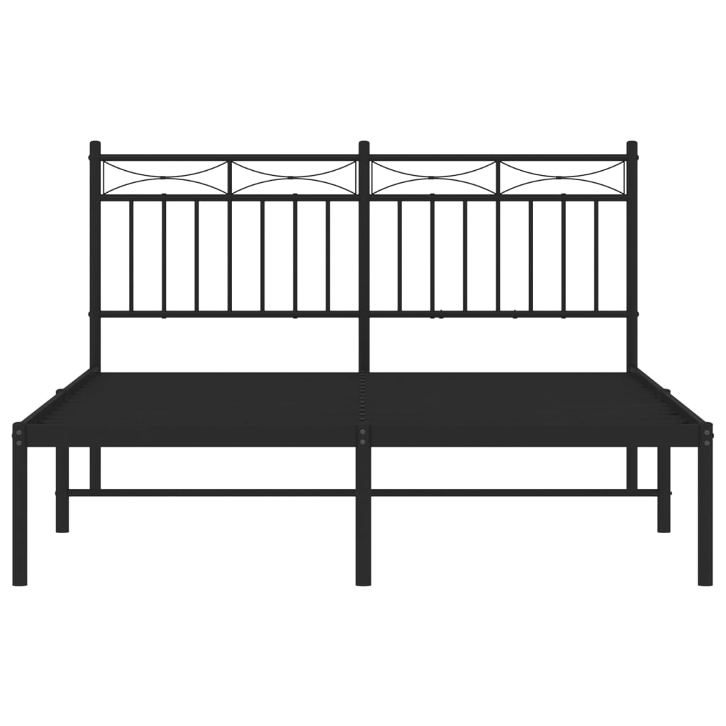 Bed frame with headboard metal black 140x200 cm