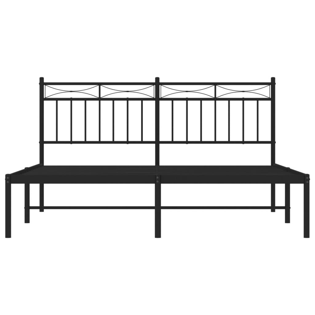 Bed frame with headboard metal black 160x200 cm