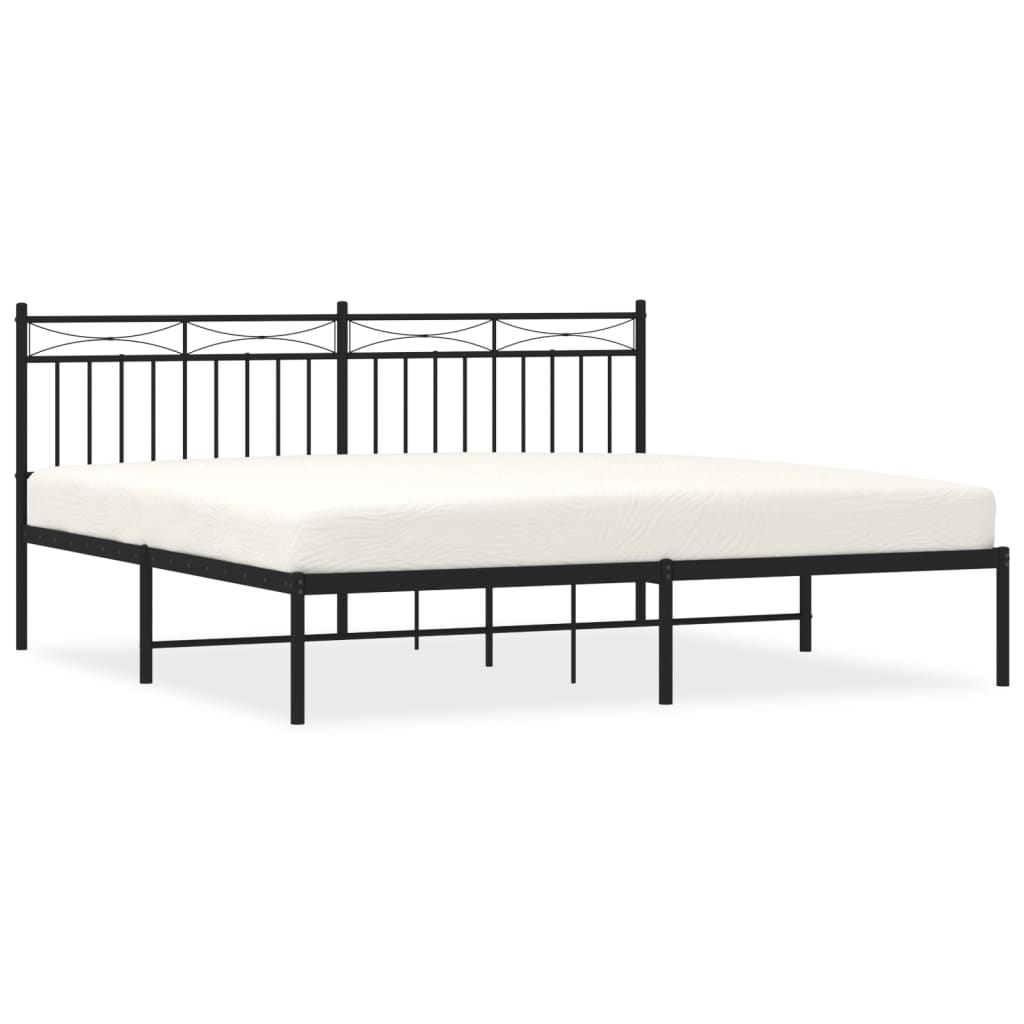 Bed frame with headboard metal black 180x200 cm