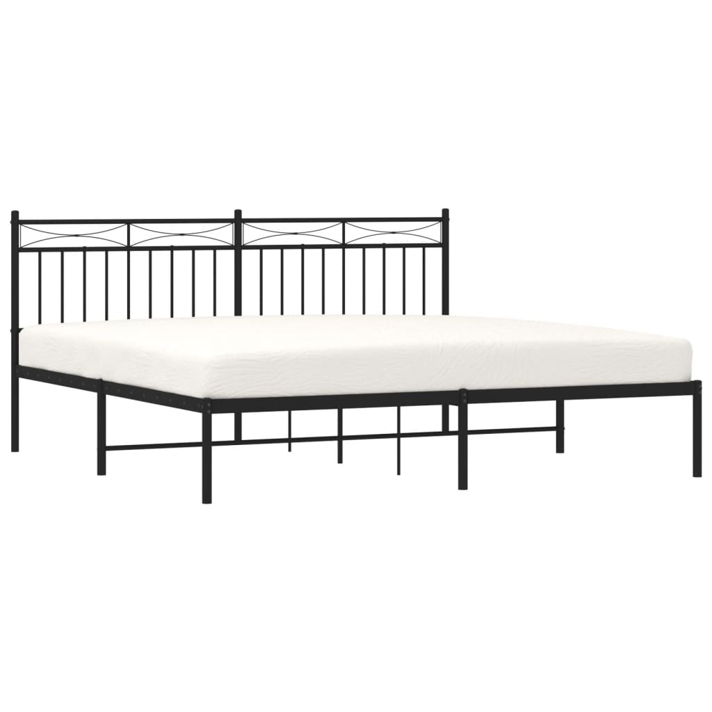 Bed frame with headboard metal black 180x200 cm