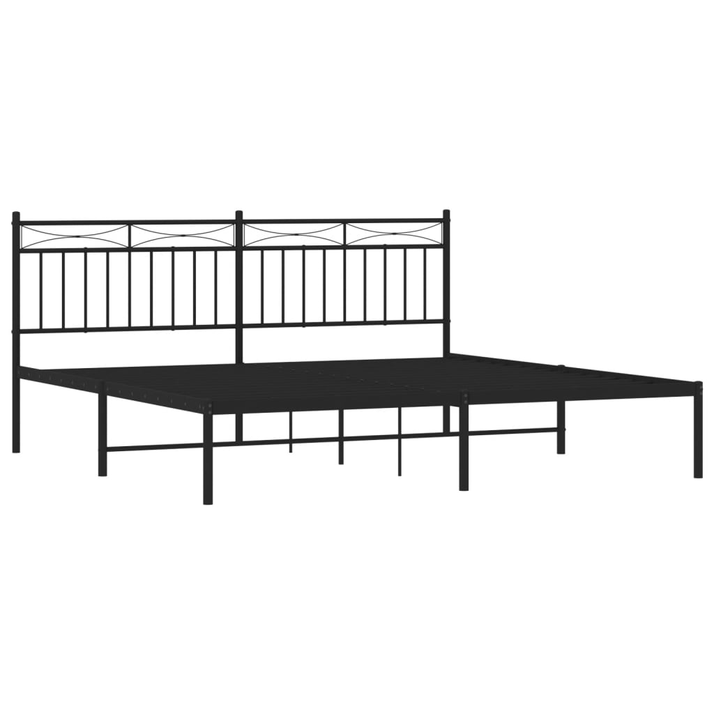 Bed frame with headboard metal black 180x200 cm