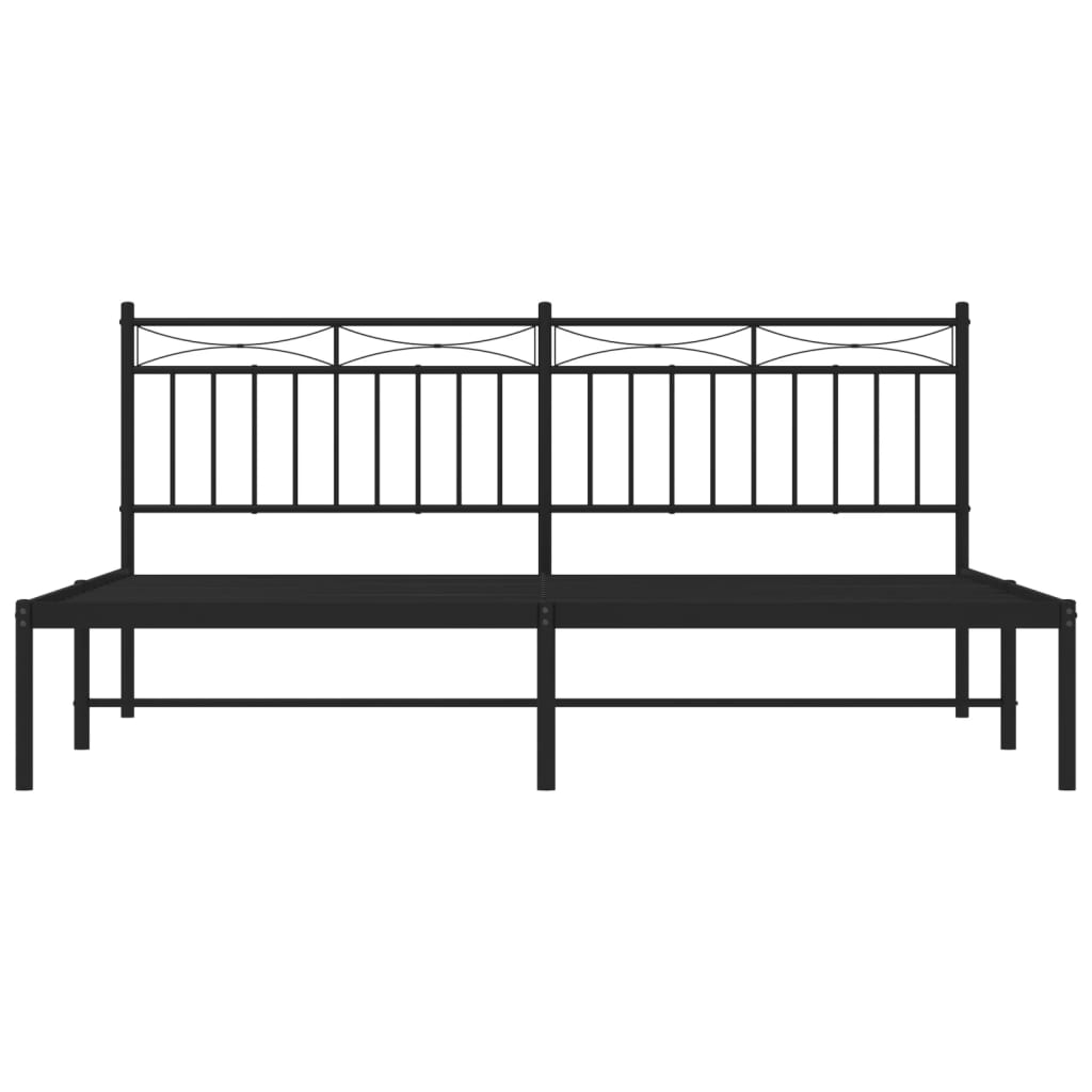 Bed frame with headboard metal black 180x200 cm