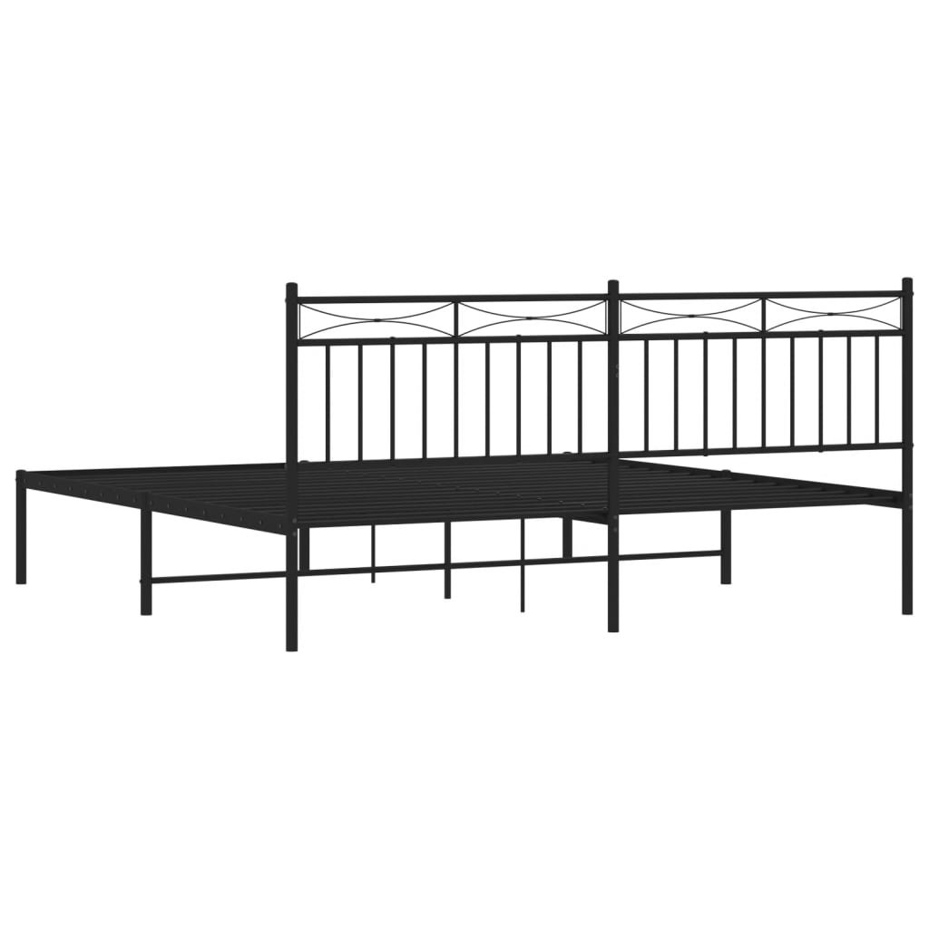 Bed frame with headboard metal black 180x200 cm