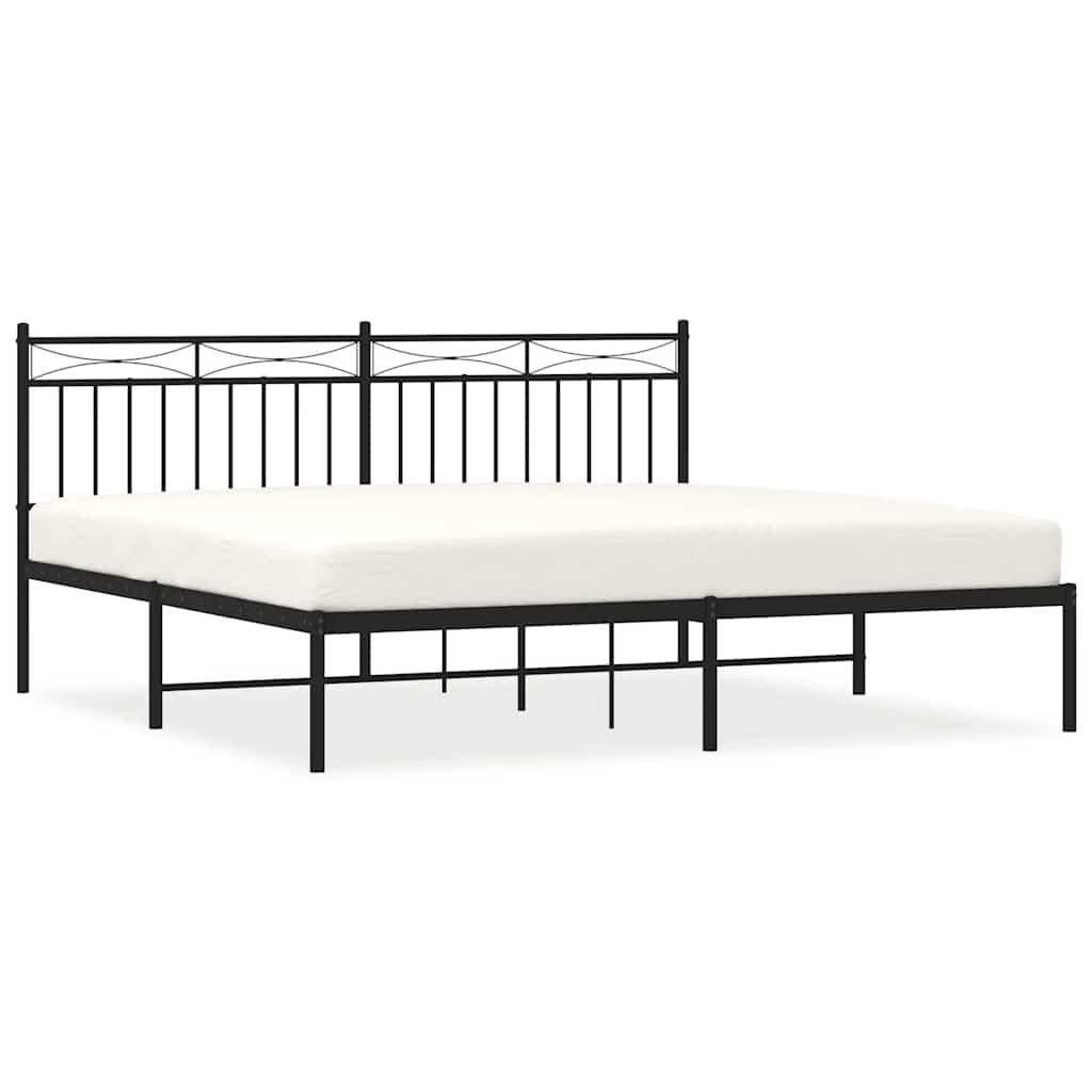 Bed frame with headboard metal black 183x213 cm