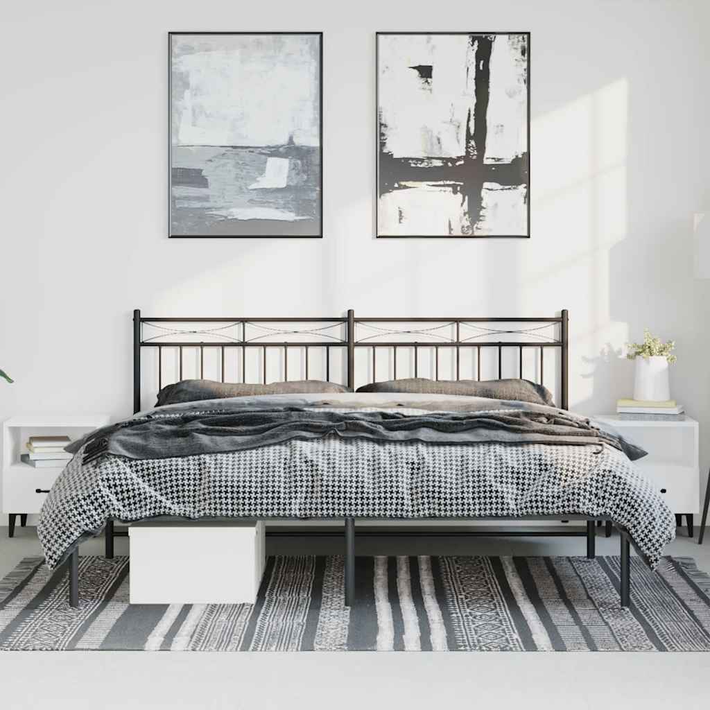 Bed frame with headboard metal black 183x213 cm