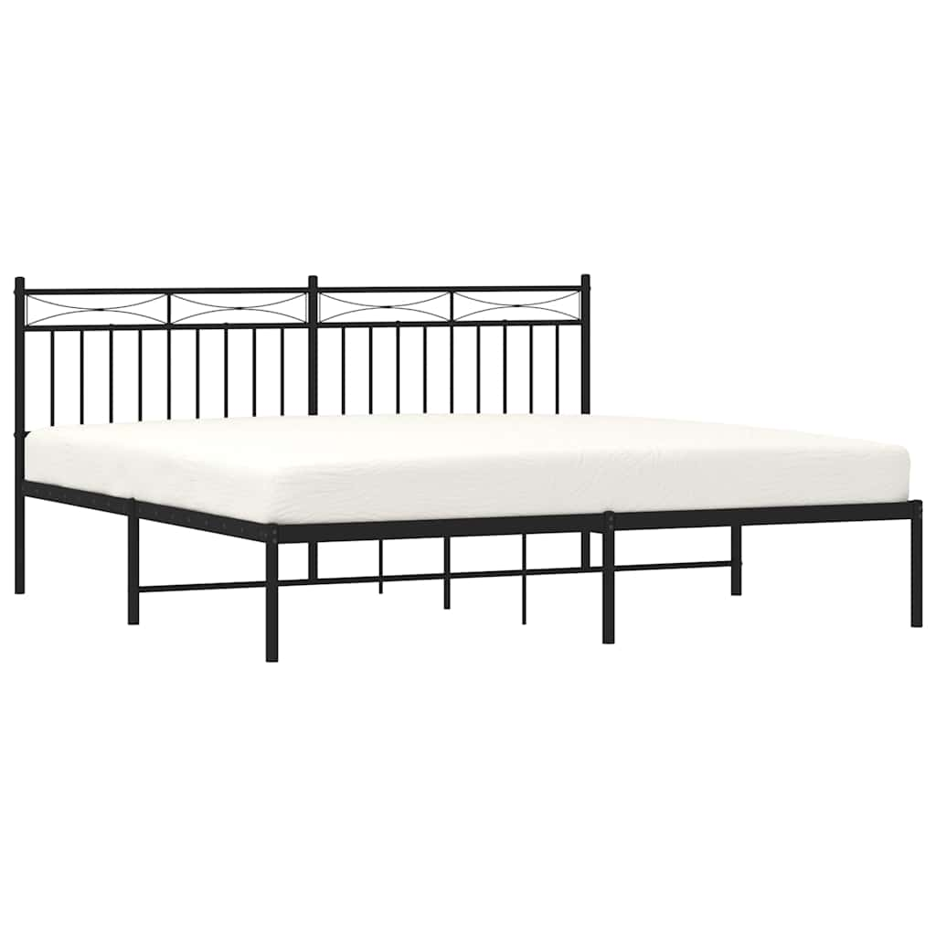 Bed frame with headboard metal black 183x213 cm