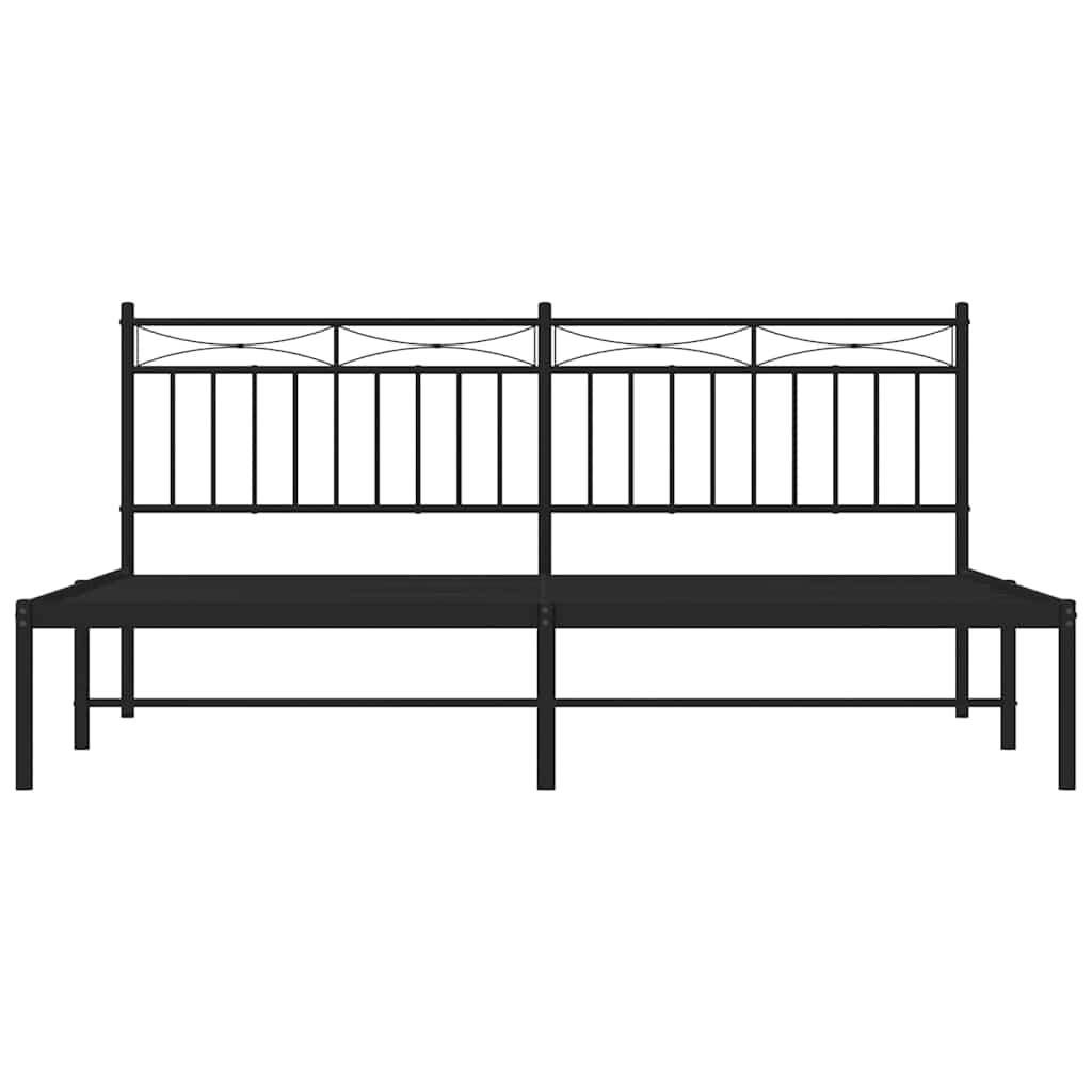 Bed frame with headboard metal black 183x213 cm