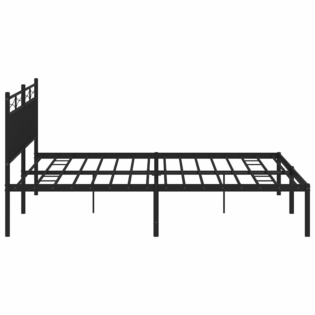 Bed frame with headboard metal black 183x213 cm