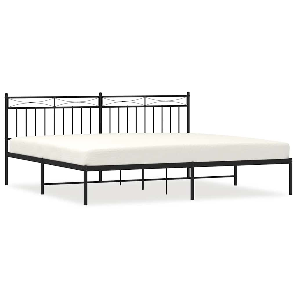 Bed frame with headboard metal black 193x203 cm