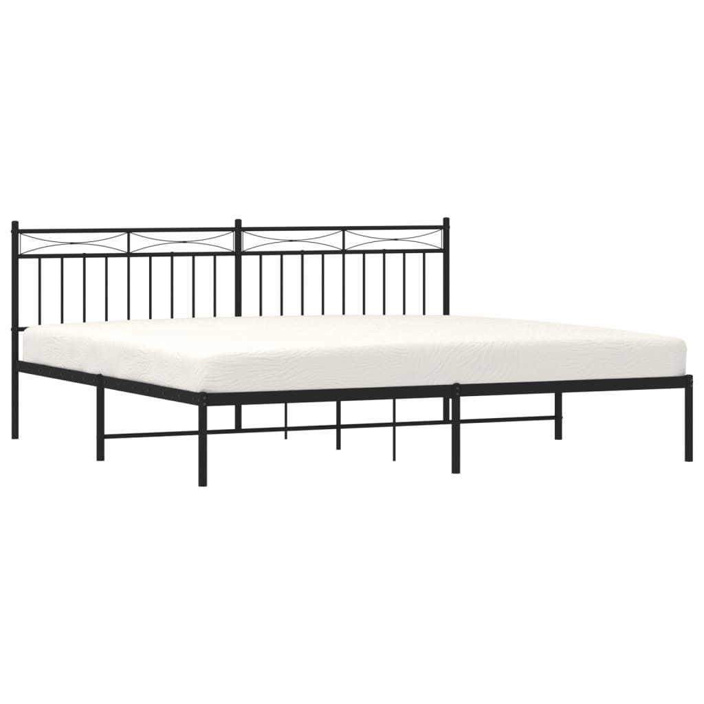 Bed frame with headboard metal black 193x203 cm