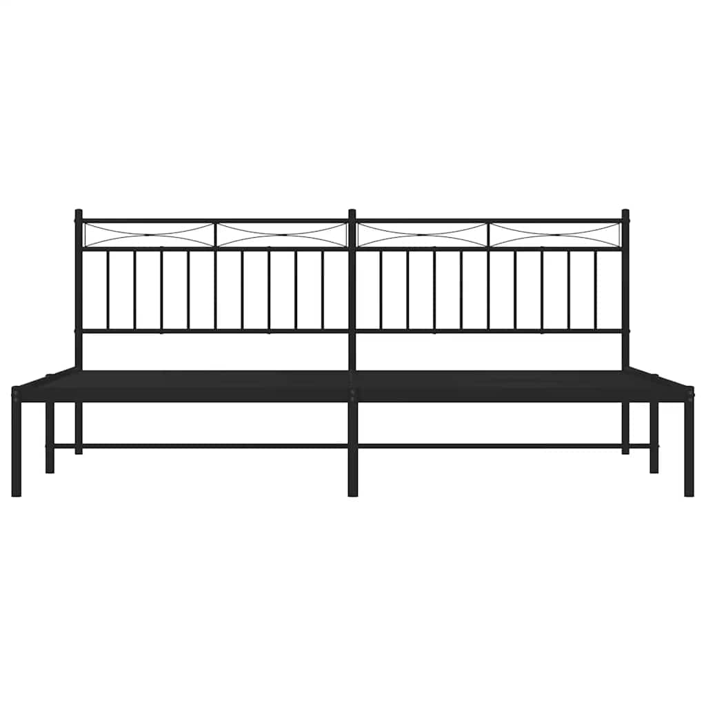 Bed frame with headboard metal black 193x203 cm