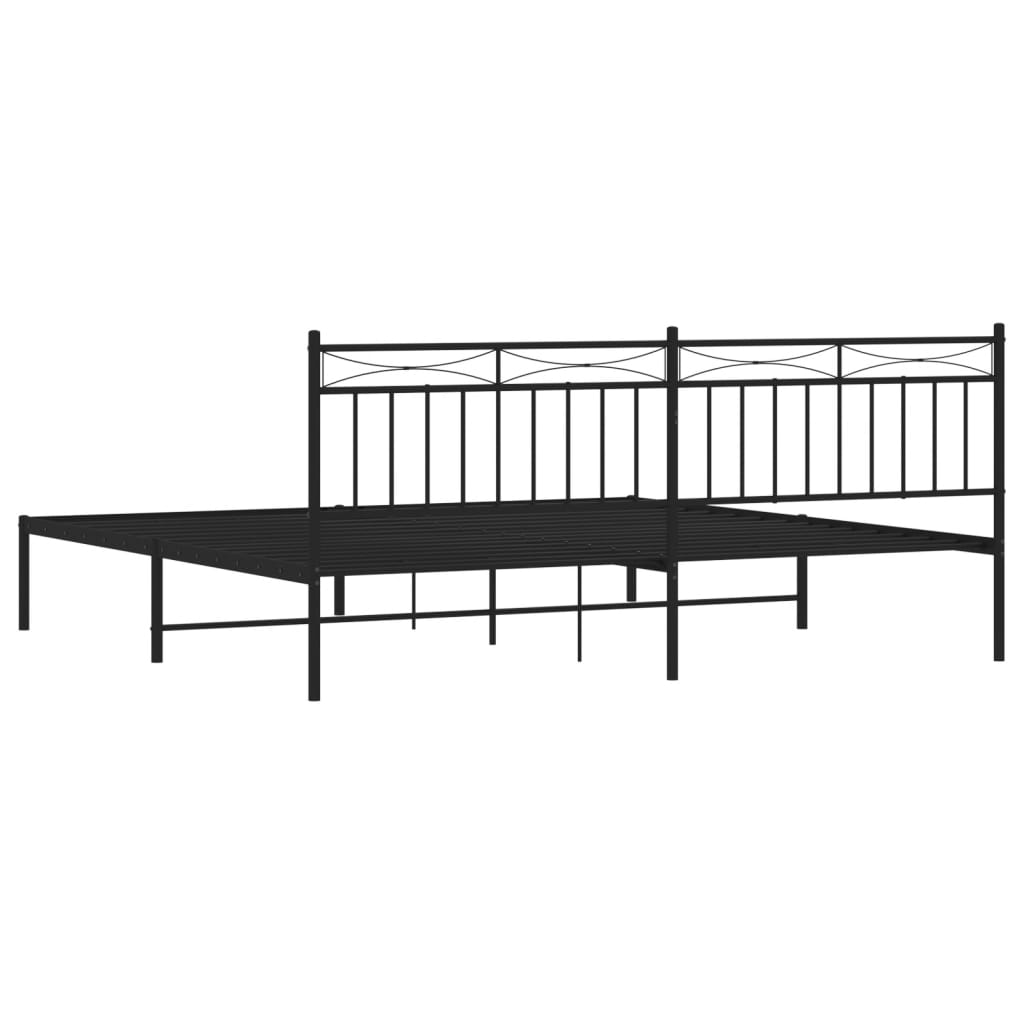 Bed frame with headboard metal black 193x203 cm