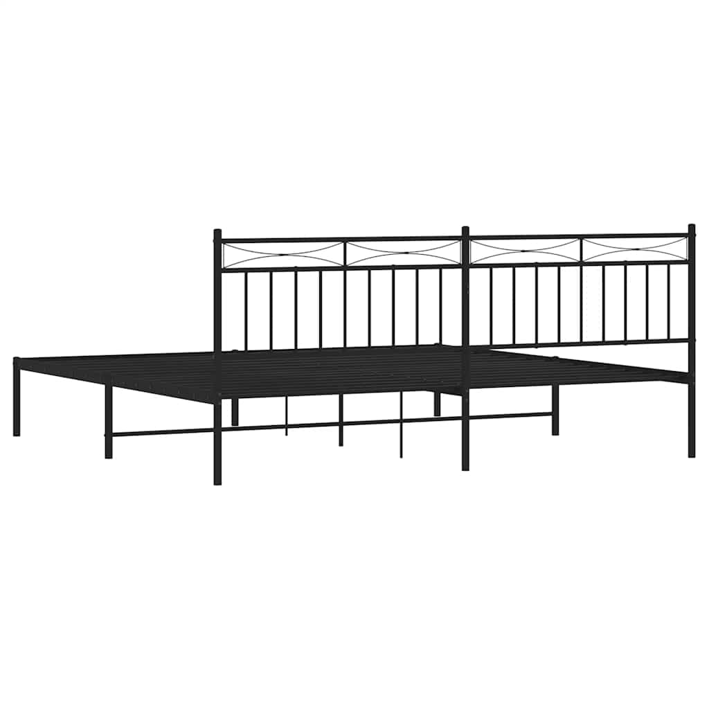 Bed frame with headboard metal black 193x203 cm