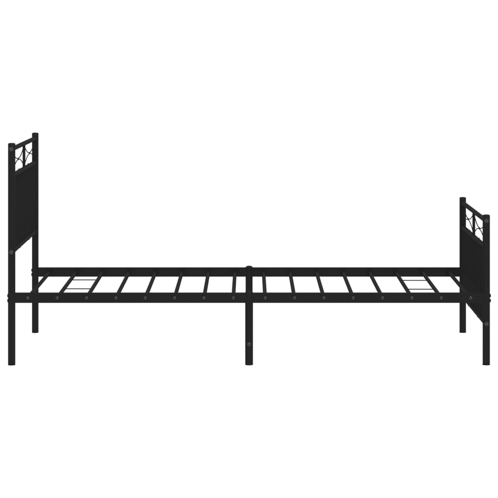 Bed frame with head and footboard metal black 90x190 cm