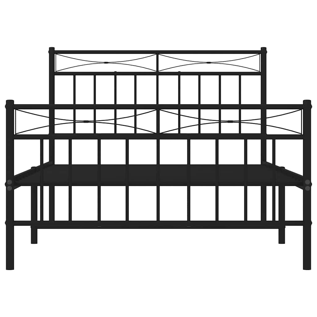 Bed frame with head and footboard metal black 100x200 cm