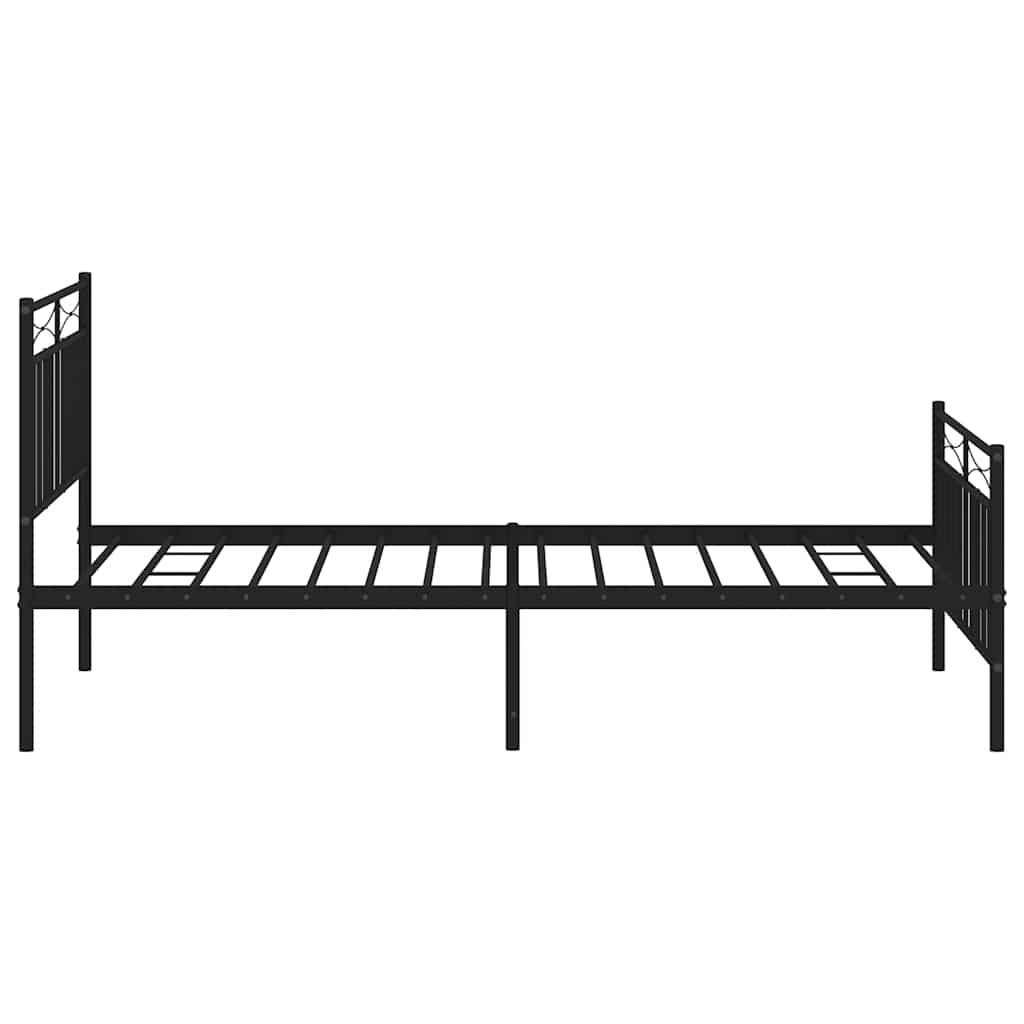 Bed frame with head and footboard metal black 100x200 cm