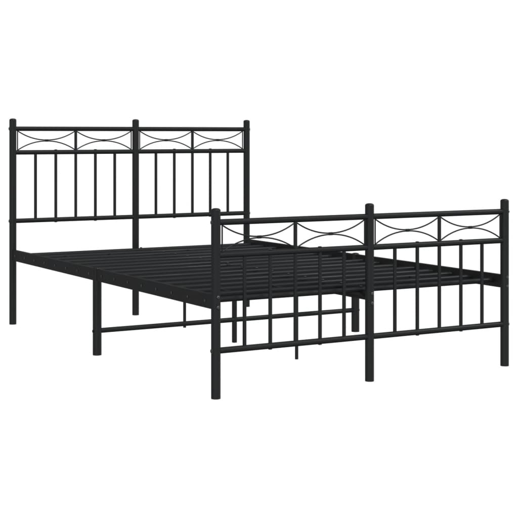 Bed frame with head and footboard metal black 120x200 cm